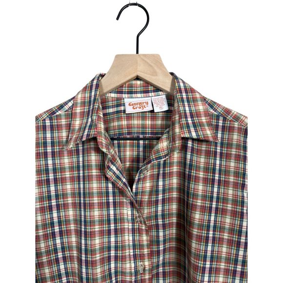 Country Craft Vintage Long Sleeve Purple Plaid Collared Button Down Shirt - Picture 4 of 7